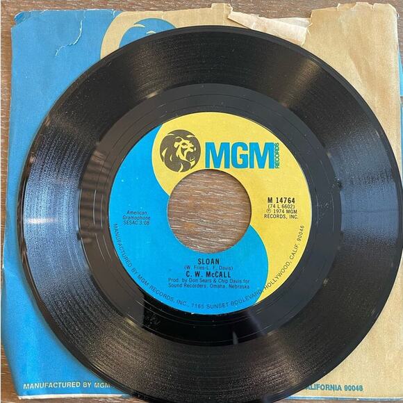 C.W. McCall Sloan / Wolf Creek Pass 45 RPM Vinyl Record MCM 1974 - Picture 4 of 4